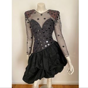 Beautiful sheer dress with sequin in rhinestones